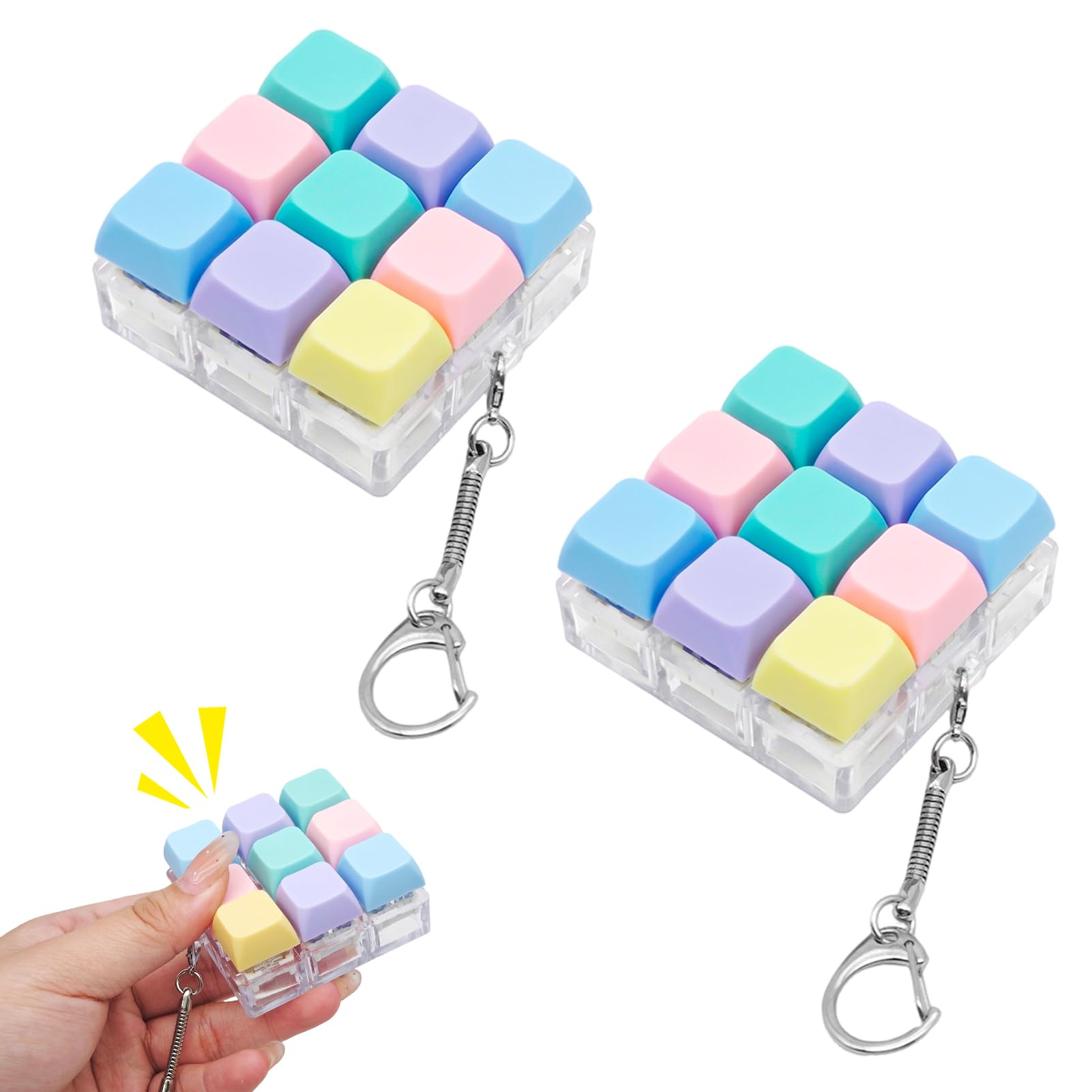 TaimeiMao Juguete Teclado Fidget, Mini Teclado Transparente, Llavero Fidget de Teclado, Teclado Antiestrés, Alivio del Estrés, Juguetes Antiestrés para Pasar el Rato para Hombres y Mujeres — view 12