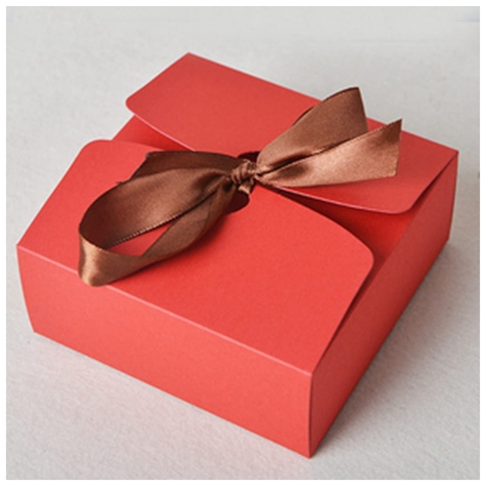 KAYLRE pudełko Pudełka Kraft ze wstążką, pudełka na upominki ślubne, pudełka upominkowe na baby shower, pudełka na prezenty imprezowe 30 szt./partia (kolor: czerwony, rozmiar: 17,5 x 11,5 x 5 cm)