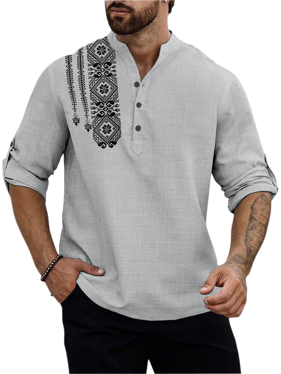 folgen set the trend Folgen Men's Printed Cotton Blend Full Sleeve Straight Kurta Regular Fit Short Kurta Shirt for Men-picture-29