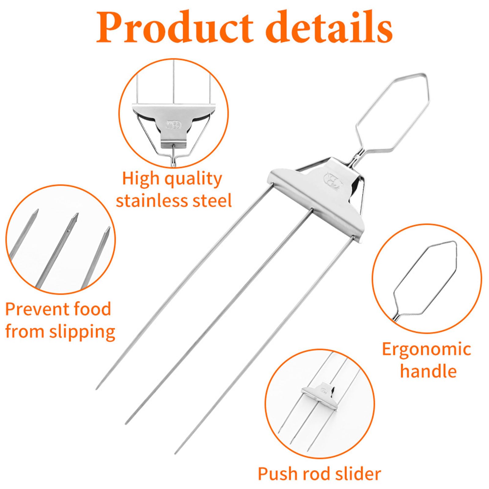 Hochwertiges 3-Zinken Grillgabel Set, Grillausrüstung aus rostfreiem Stahl in Lebensmittelqualität für sicheres und Robustes Kochen Freien, dauerhaftes Grillzubehör