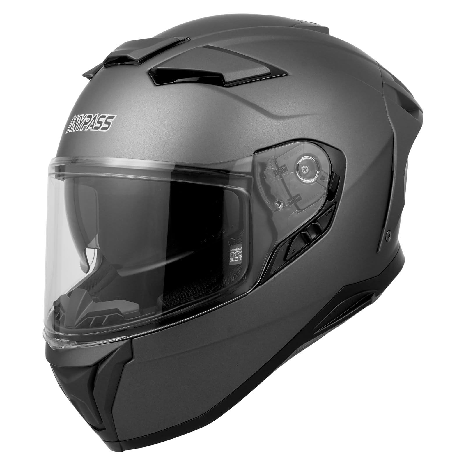 Casco Integrale da Moto con Doppia Visiera, Protezione UV, Omologato ECE 22.06, per Touring, Sport e Città, Modello 939, Taglie S-XL (Grigio, S)
