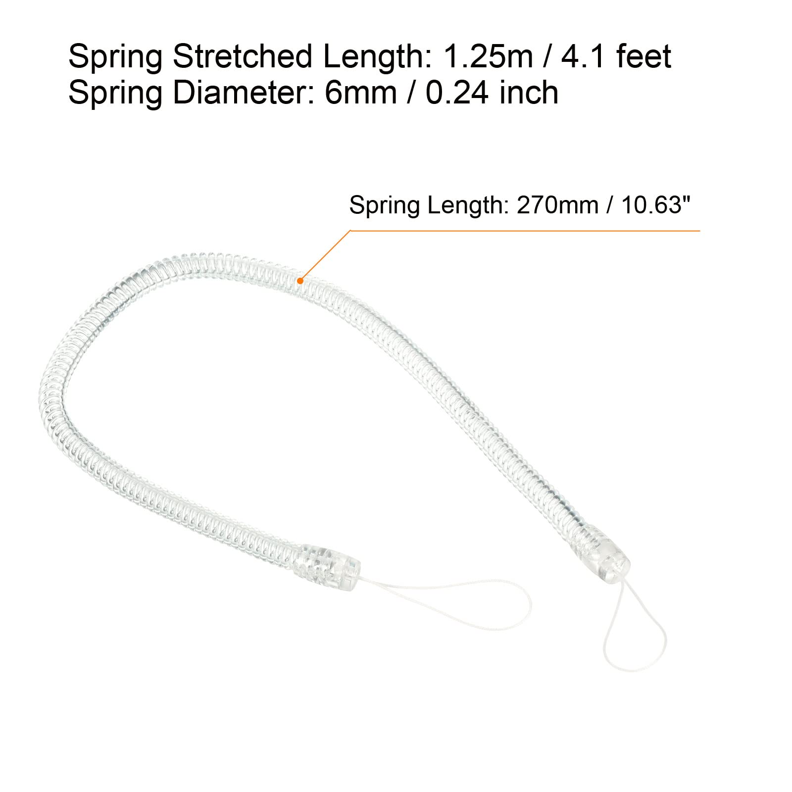 PATIKIL Retractable Spring Coil Strap 11", 5 Pack Plastic Spiral Stretchy Key Holder Stylus Lanyard Cord, Clear - Image 2
