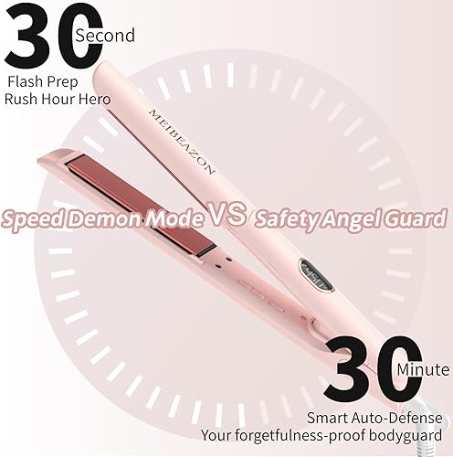 Miniatura 5 de Plancha plana y rizador 2 en 1, placas de cerámica flotantes 3D profesionales con doble voltaje, iones negativos, pantalla LED y apagado automático