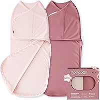 Momcozy Newborn Swaddles 0-3 Months, Quiet Velcro Fastener & Easy Zip Swaddle Sack, 2-Pack Bloom - Reduce Startle Reflex, Hip Healthy