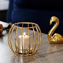 Decorative Metal Candle Holder, Gold Wire Design, Modern Home Decor