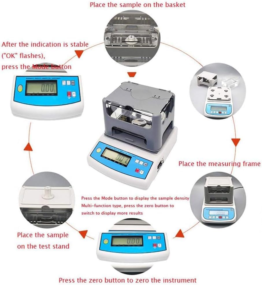 Densimetro elettronico dei solidi, tester digitale di densità solida di alta precisione per granuli di plastica e gomma, strumento di prova di densità di precisione 0.001g/cm3