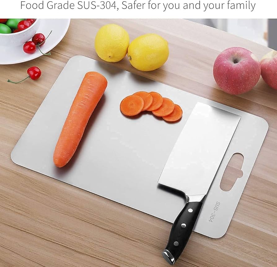 UNICHOICE Stainless Steel Chopping Cutting Metal Board Fruit Board for  Kitchen, Chopping Board for Vegetables Breads and Meats Boards, Heavy Duty  Safe Durable- (Stainless Steel) (L) : Amazon.in: Home & Kitchen