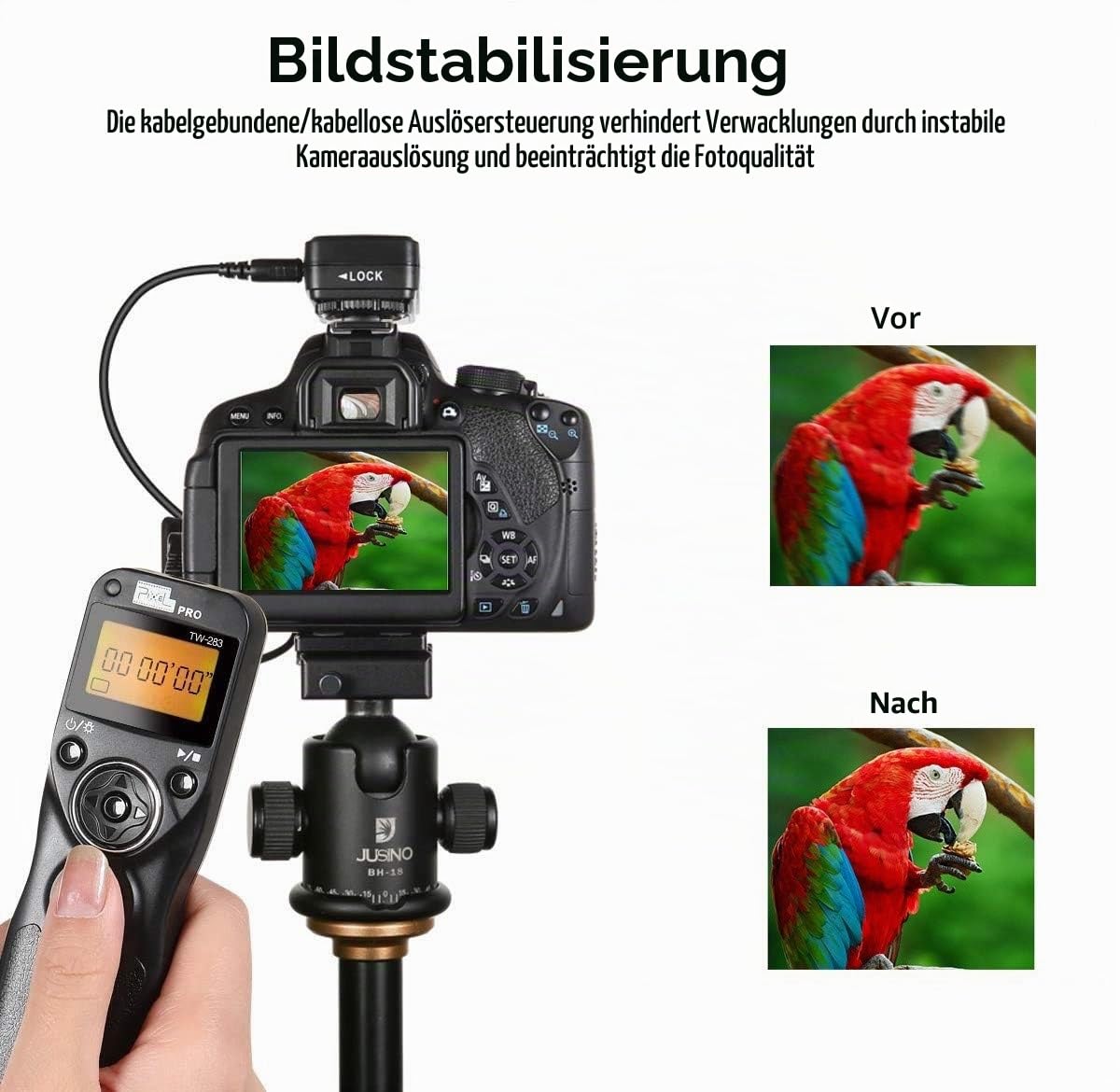 Pixel Kamera Fernauslöser Timer TW-283 DC0 Intervalometer für Nikon | Kompatibel mit Nikon Z8 Z9 D3 D4 D5 D6 D800 D850 D800E D810 D810A D700 D500 D300 D200 F6 F100F5 F90X F90 D1X D2H D3X