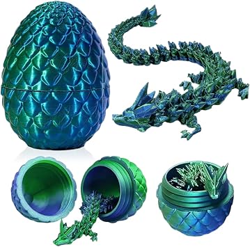 3D Dragon Egg Articulating Gemstone Crystal Dragon Figurine Easter 3D Dragons Egg Articulated Dragon Removable Mystery Dragon Egg Toy Dragon Home Office Decor Executive Desk Toys Laserblaugr n