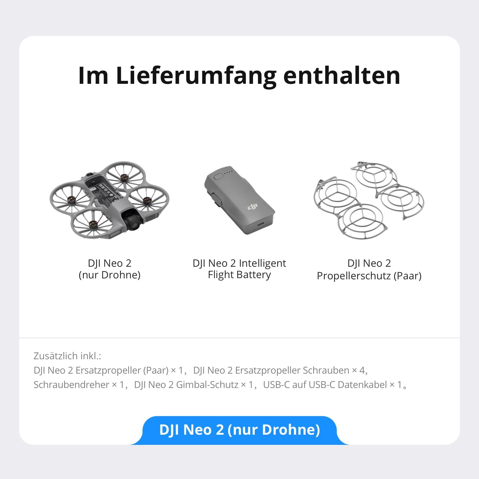 DJI Neo 2 Bundle mit Zubehör, 4K-Drohne für Einsteiger, Leicht und Faltbar, Start und Landung auf der Handfläche, Gestensteuerung, ActiveTrack, Omnidirektionale Hinderniserkennung (Neo 2)