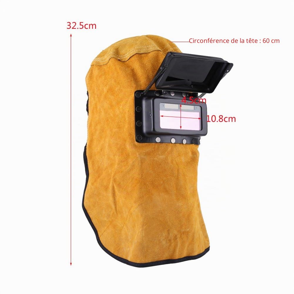 Bonnet de Soudeur avec Objectif de Filtre occultant Automatique, Masque en Cuir de Bonne qualité