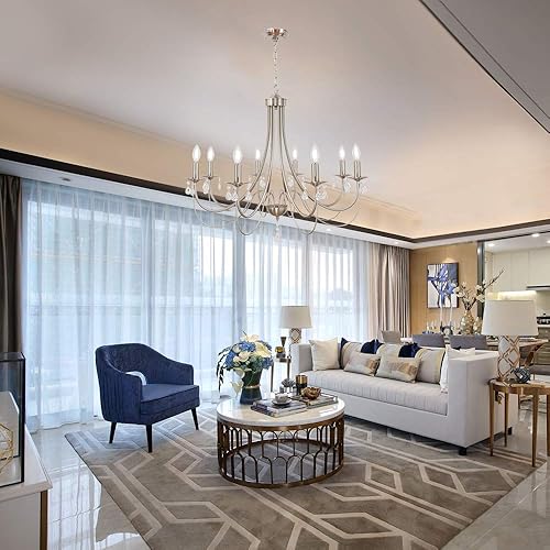 Miniatura 3 de Lámparas de Araña de Granja de 8 Luces Níquel Cepillado Industrial Luminarias Colgantes para Isla de Cocina Lámpara de Araña de Cristal Moderna