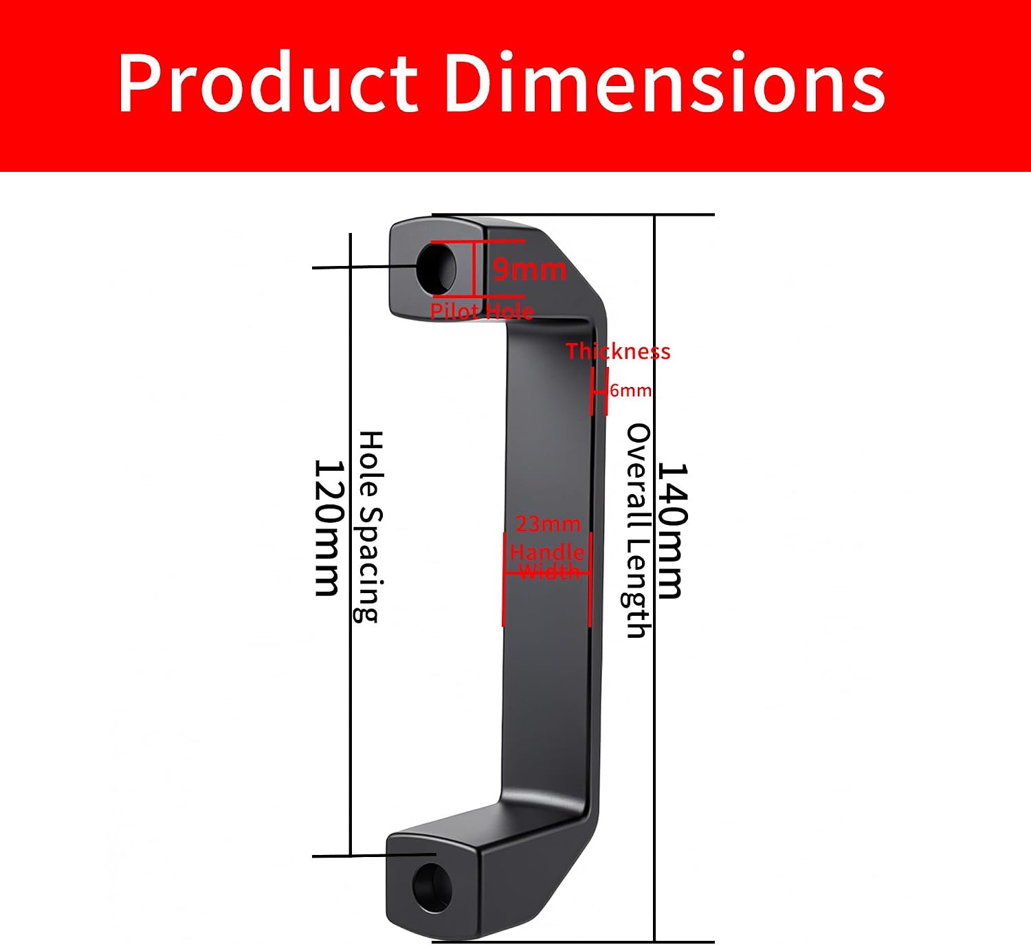 Industrial Pull Handle 120mm with Hex Keys - Heavy Duty Aluminum Alloy Handle Kit with M6 M8 Screws & Nuts for 3030 4040 Aluminum Extrusion, CNC Machine, Cabinet, T-Slotted Frames (Black)