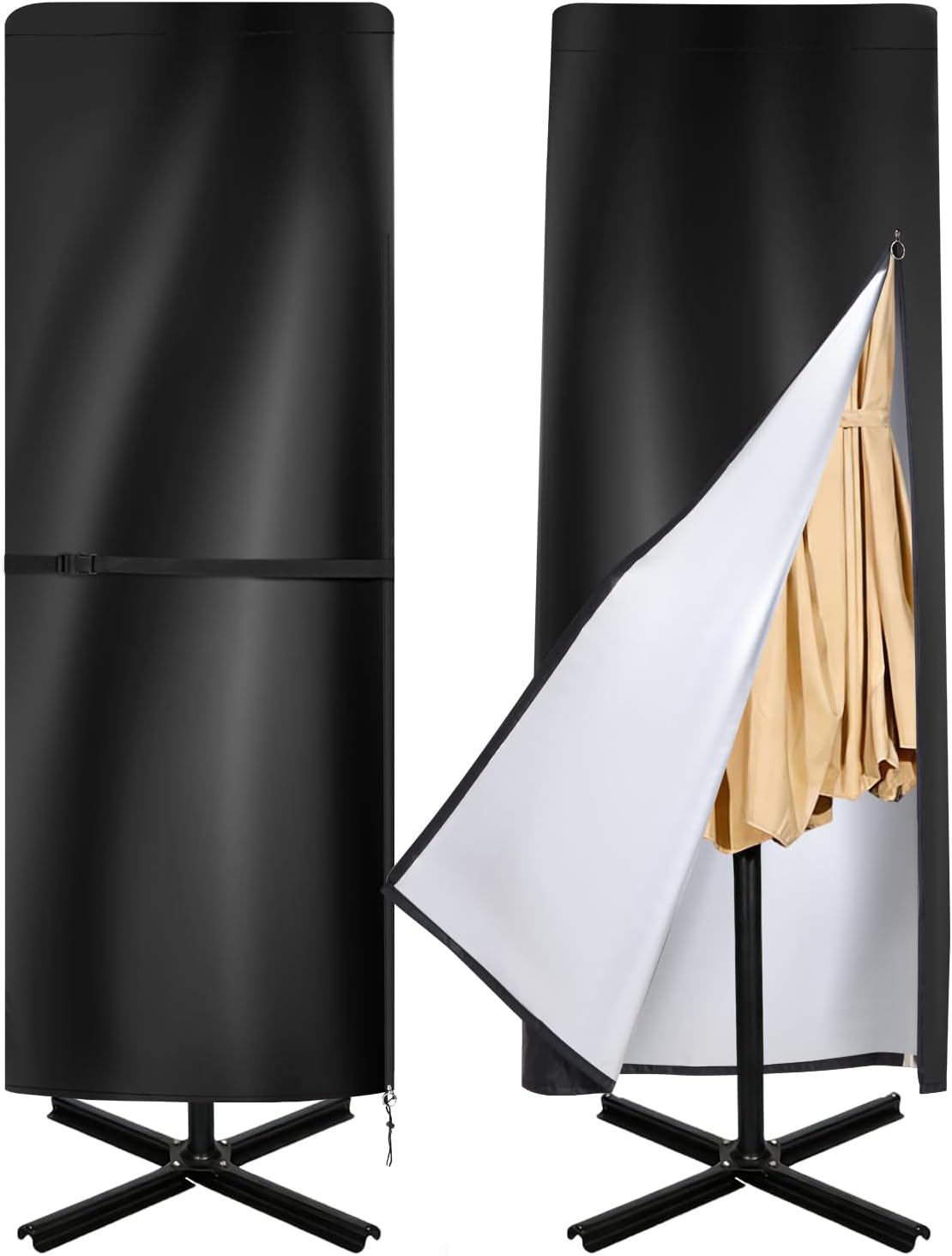 Patio Umbrella Covers, 600D Waterproof Windproof Outdoor Umbrella Cover Fits 13-15 ft with Zipper and Rod, All-Weather Protection for Outdoor Patio, Garden, Deck Umbrellas