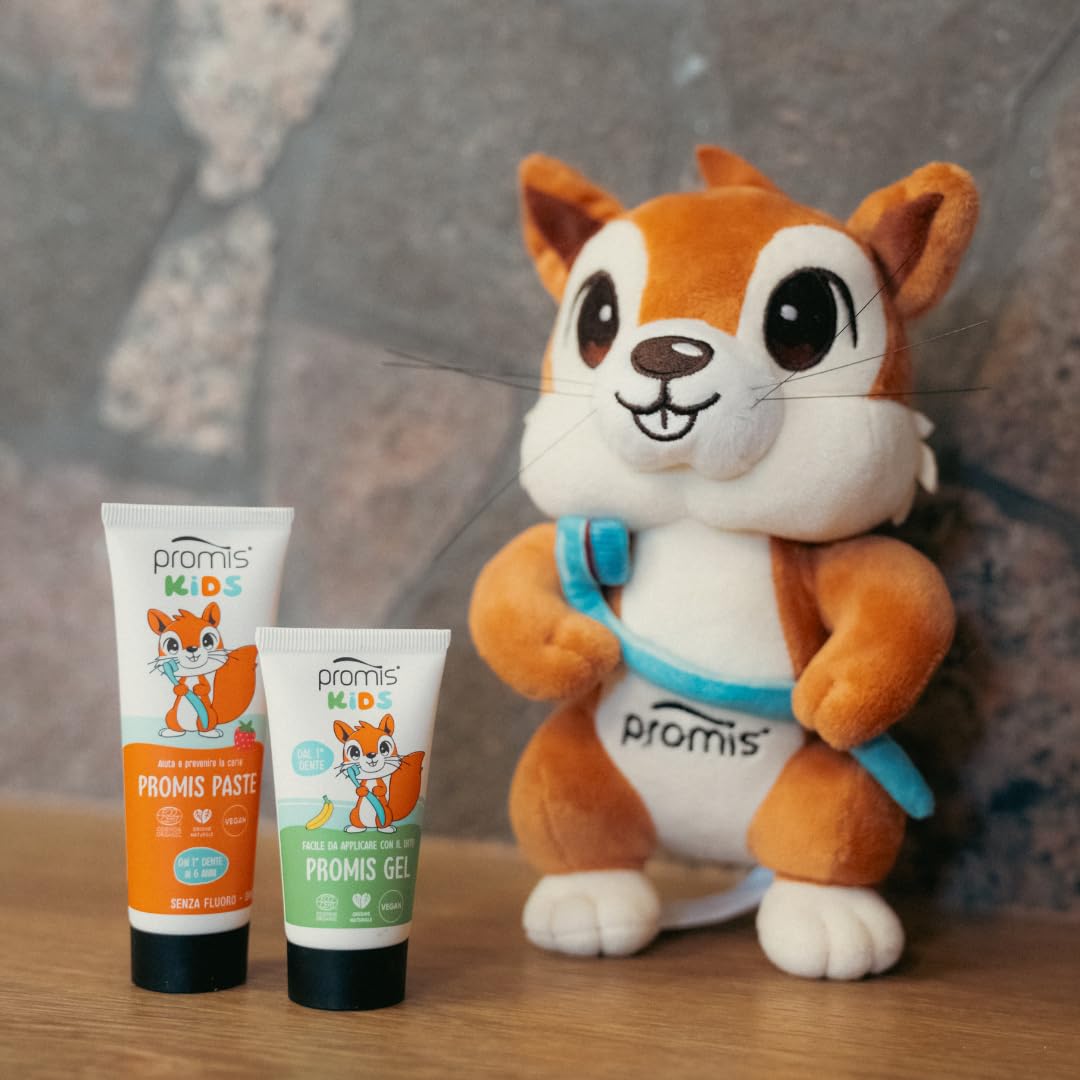 PROMIS Paste Kids 0–6 Anni, Senza Fluoro, Bio, Fragola e Sicuro Se Ingerito | Dentifricio con idrossiapatite anti-carie, formula delicata per l’igiene quotidiana dei denti da latte.