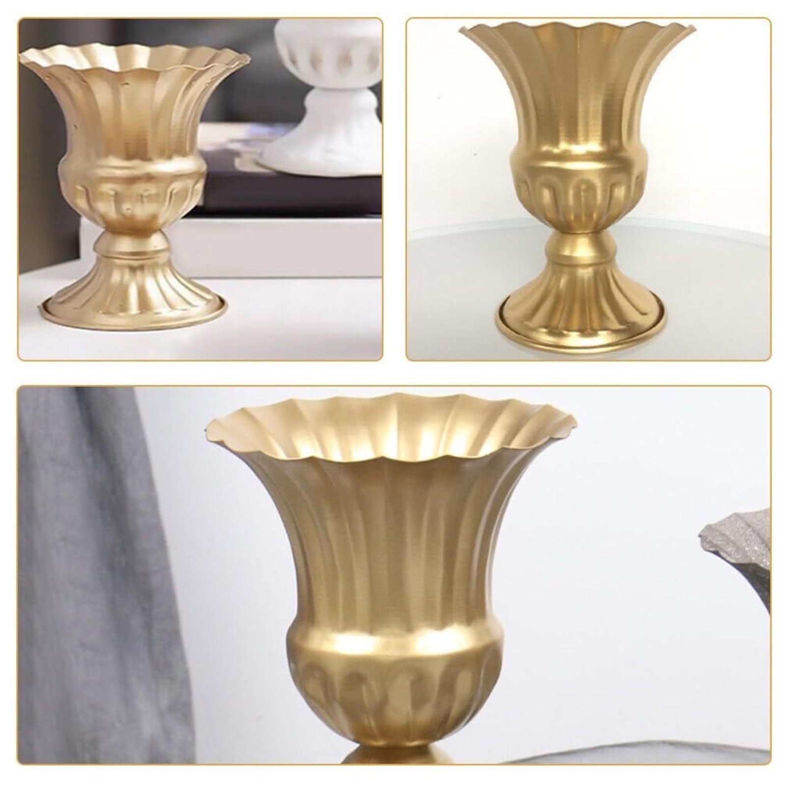 Decorazione per la stanza Vaso in metallo stile rustico Centrotavola for matrimonio a tromba Decorazione da tavolo Regali per interior designer(Picture 1)