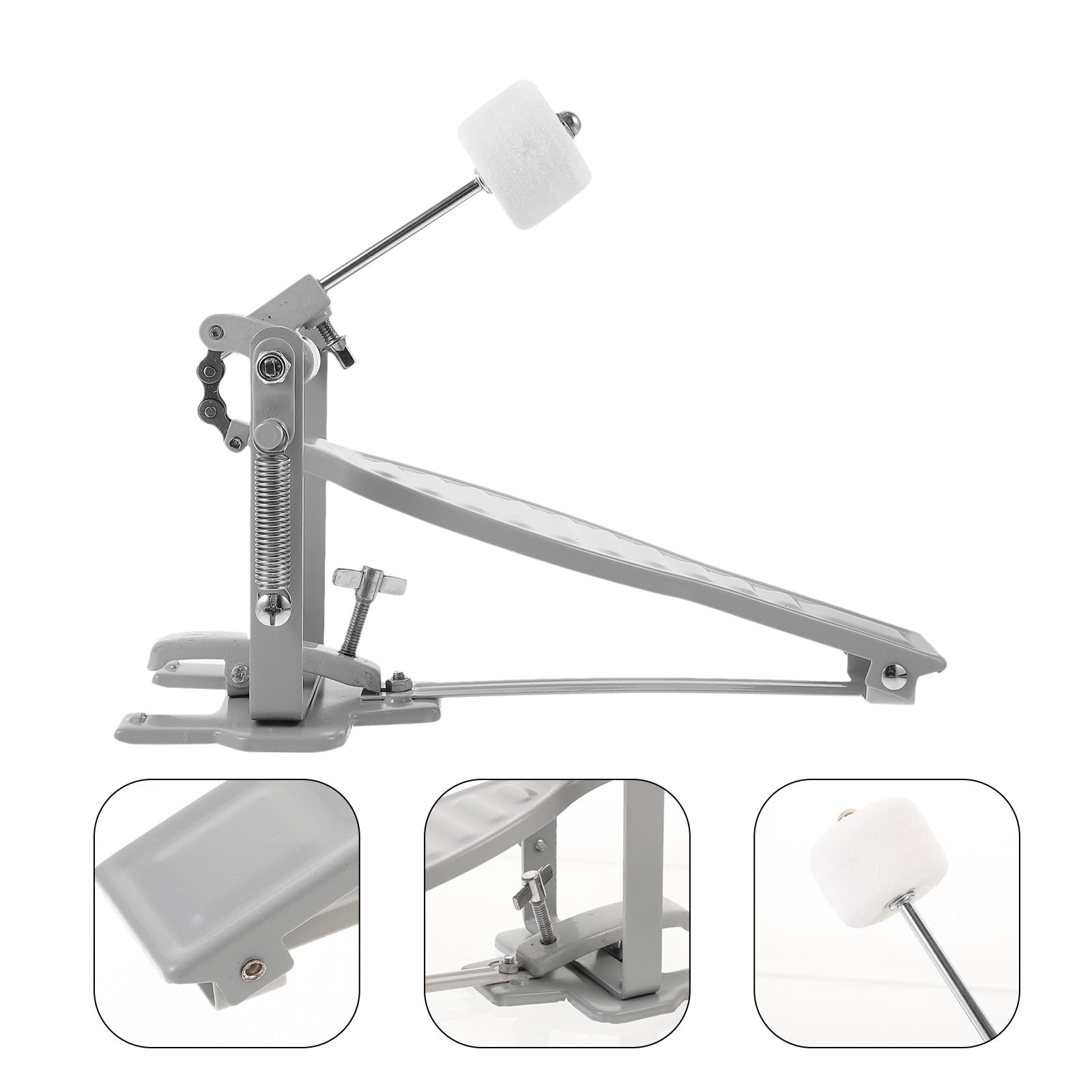Zerodeko Pedal de Bombo para Batería de Percusión, Accesorio de Repuesto Plateado, Pieza Única Resistente para Kit de Batería, Adecuado para Mantenimiento y Uso Prolongado