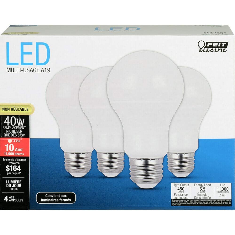Feit Electric A450/850/10KLED/4 450 lm 5000K Non-Dimmable LED