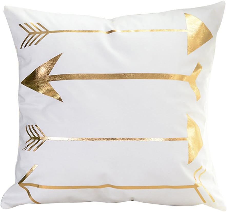 Home Throw Pillow Covers Flannel Gold Arrows 18"x18"Square Cushion Cases,1pc