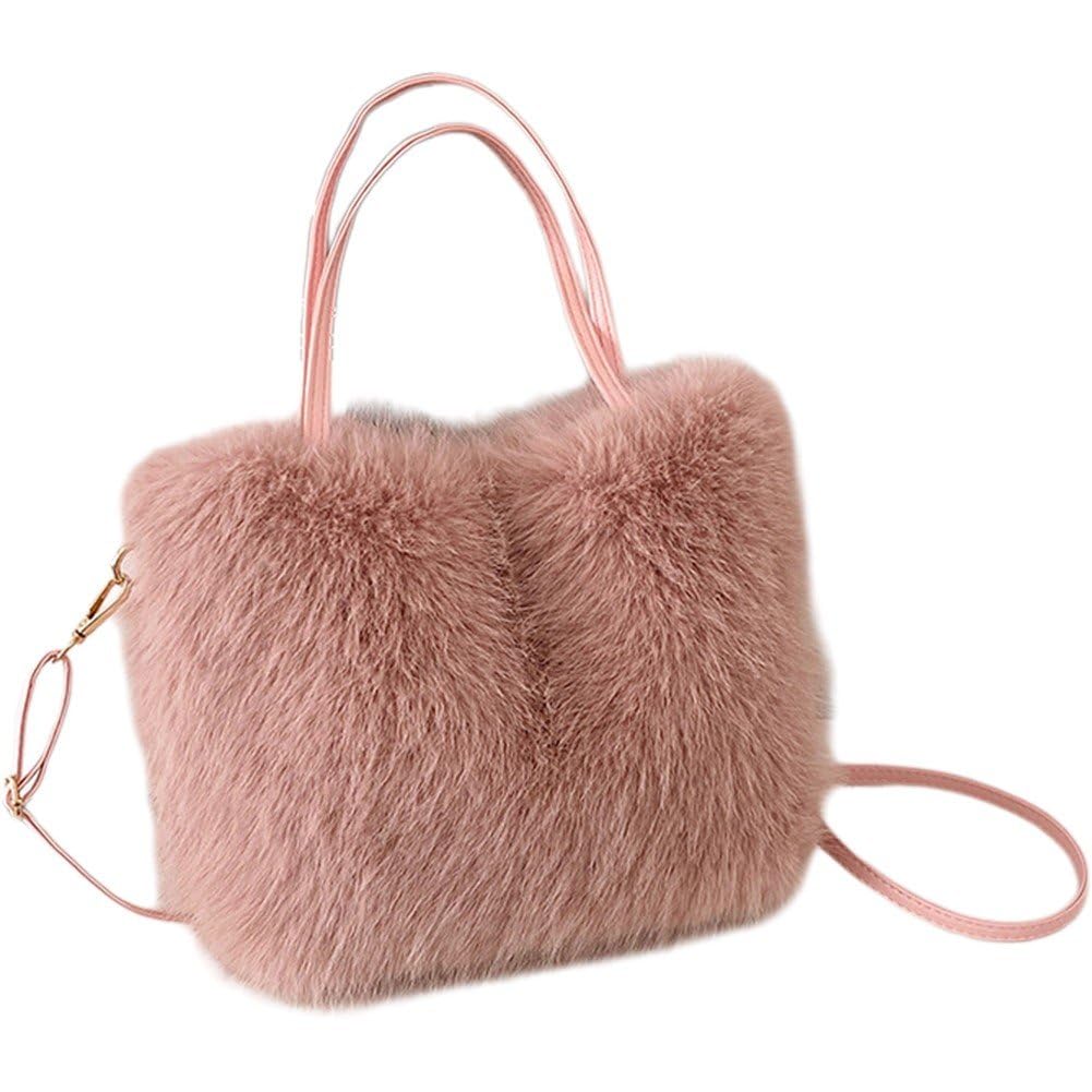 Sanfly Plush Tote Handbag Soft Winter Crossbody Shoulder Bags Fluffy Handbag Casual Tote Messenger Bag for Shopping Travel
