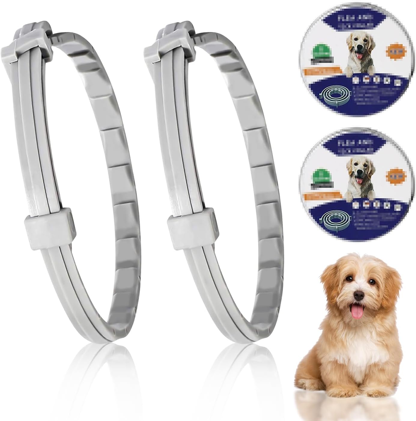 Adjustable Collars for Dog,Prevention for 16 Months, Waterproof, 63.5cm for Small, Medium and Large Dogs (grey2)
