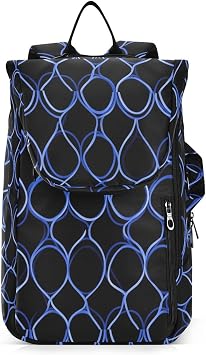 Tennis Backpack for Adults WaterproofAbstract Black Blue Pattern 2 Tennis Rackets Padded Backpack for Men Women Tennis Sport Bolsa para