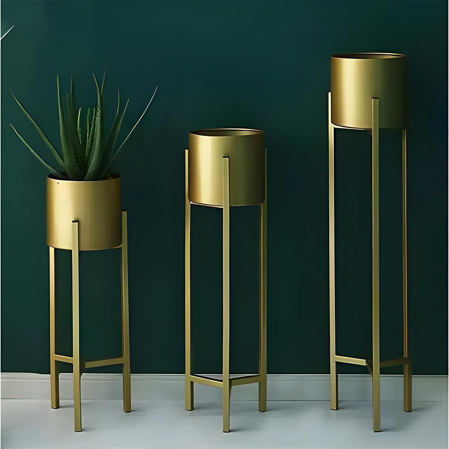 A Memories Metal Craft Tall Plant Stand Floor Flower Stands Planter for Living Room Bedroom with Pot | Indoor Outdoor Plant with Stand/Pot Stand with Planter, Gold Set of 3 (Golden) (B0CRZK822H) Amazon Price History, Amazon Price Tracker