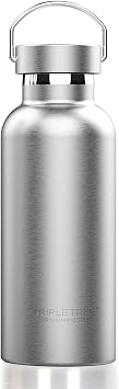 Triple Tree 17OZ Vacuum Insulated Stainless Steel Water Bottle, Double Wall Wide Mouth Lids Keeps beverage Hot or Cold Sweat Proof