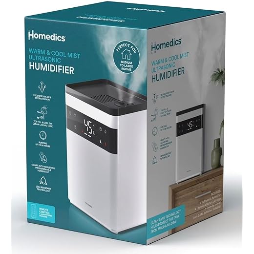 Home Premium Warm & Cool Mist Ultrasonic Humidifier, Topfill, 58 Hour Runtime