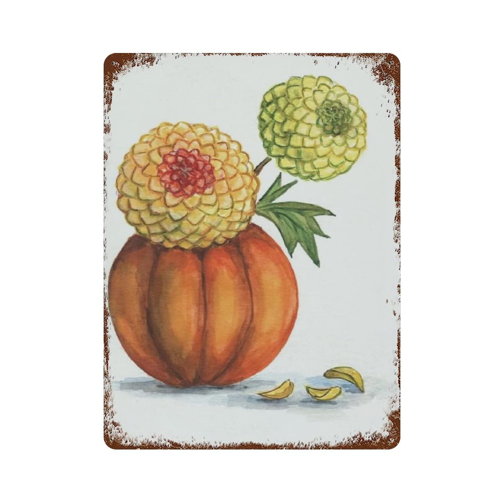 AOOEDM Funny Pumpkins Vintage Metal Tin Sign for Home Coffee Shop Office Wall Art Metal Poster Garage Decor Man Cave Sign Inspirational Quote Wall Decor