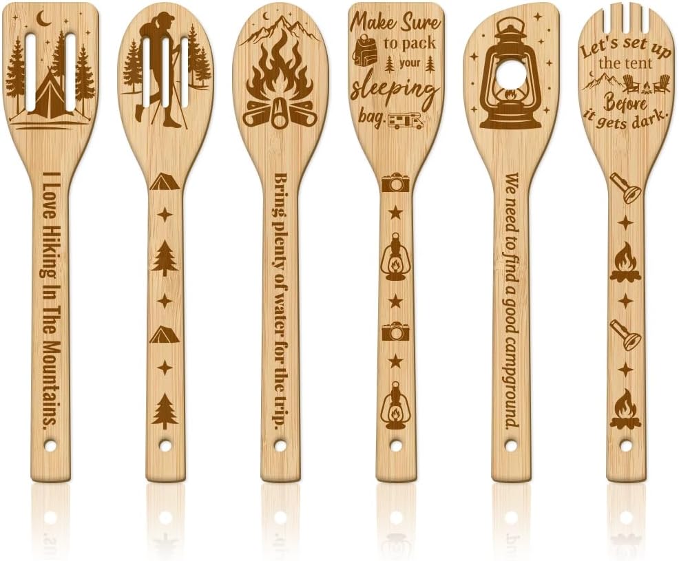 6-Piece Bamboo Cooking Utensils Set for Camping & Kitchen Gifts