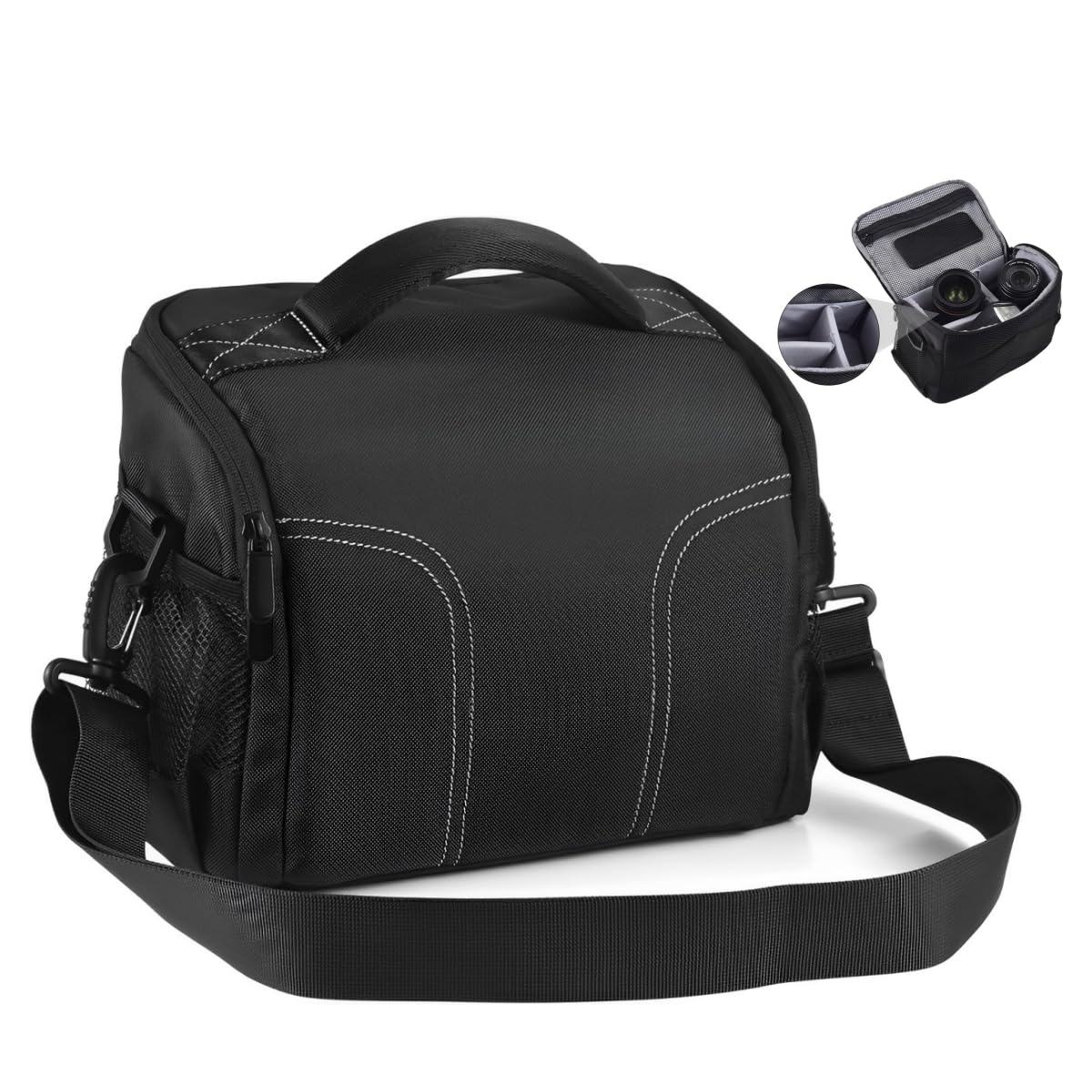 – Skycare Waterproof Crossbody Sling Camera Bag for Travel, Anti-Shock Protection with Soft Padding, Versatile Shoulder Bag for Men & Women, Compatible with Nikon Canon Sony Pentax Olympus Pana (Black)