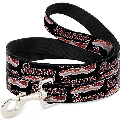 Laisse pour chien Buckle-Down avec sangle ultra-large motif Bacon Baseball Script - 2