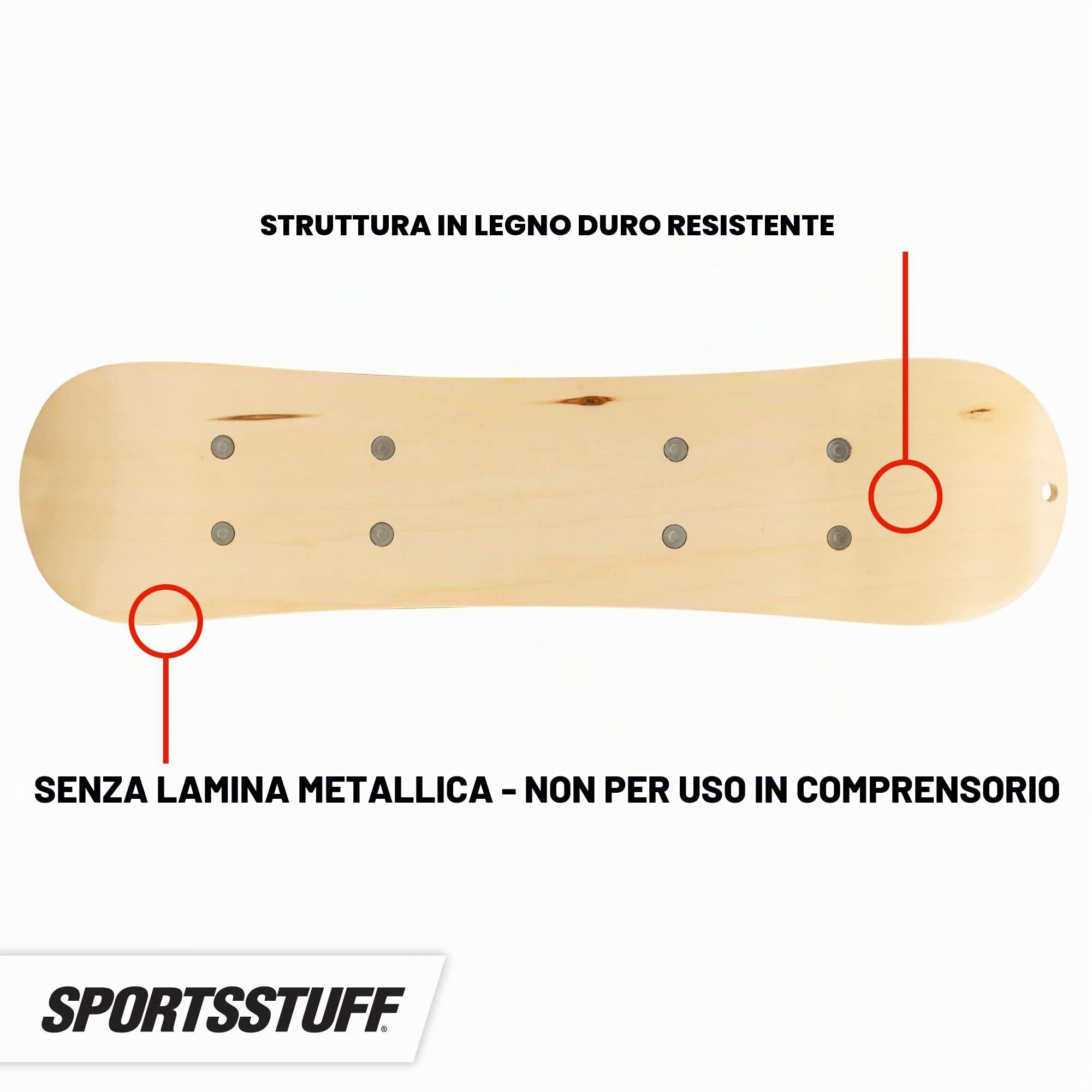 SportsStuff Snowboard Ryder in Legno Duro con attacchi in Velcro, Multiplo