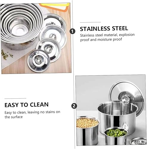 Miniatura 9 de BESTonZON Juego de 8 recipientes de acero inoxidable con tapa de acero inoxidable con tapa, sartén de acero inoxidable con tapa, tapa de cacerola de