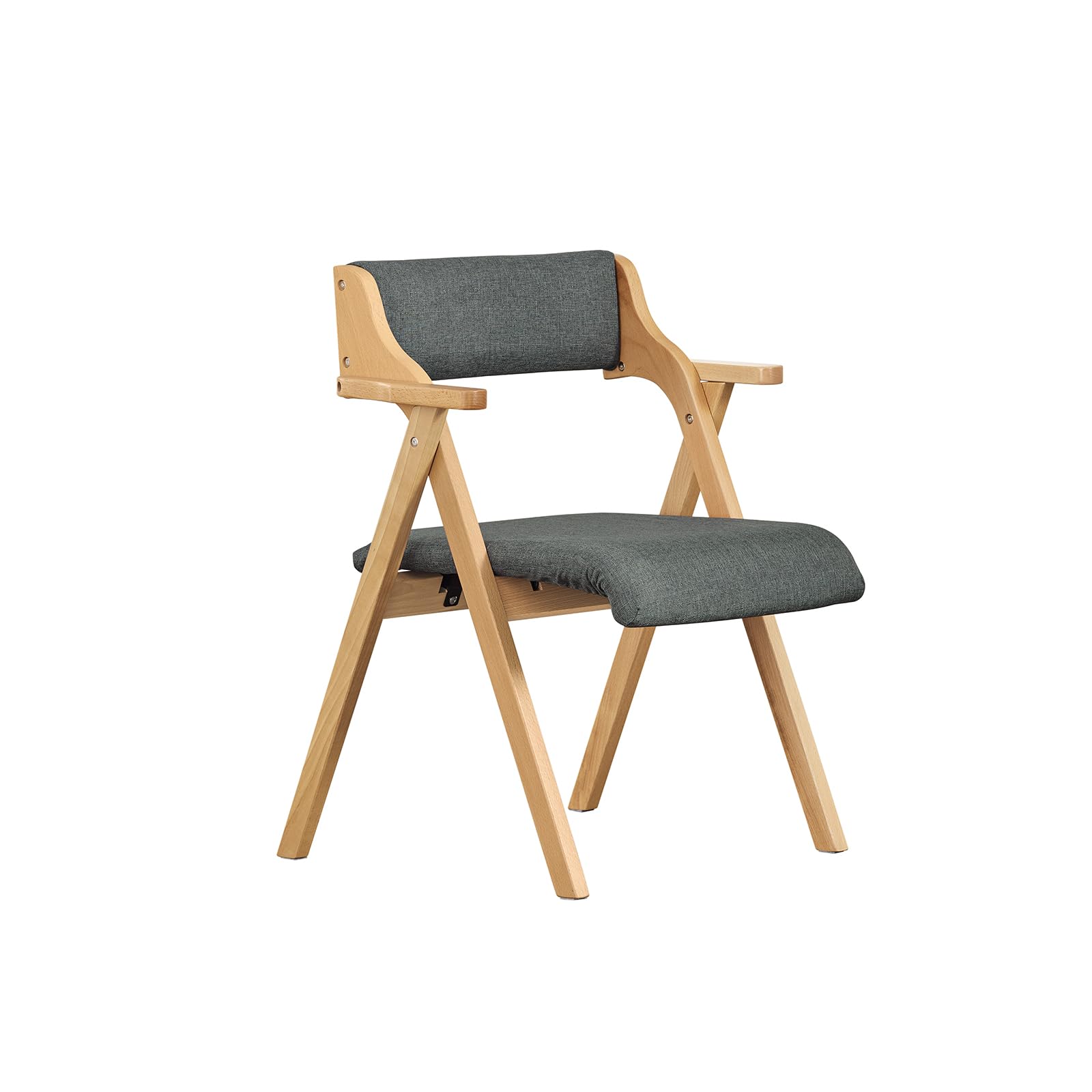 SoBuy Sedia Pieghevole in Legno con 2 cuscini, già montata, 61,5x56x77,6cm | Sedie Pieghevoli da Giardino ergonomiche & compatte, portata 150 kg, per ospiti & sala pranzo & ufficio & balcone, FST98-SG