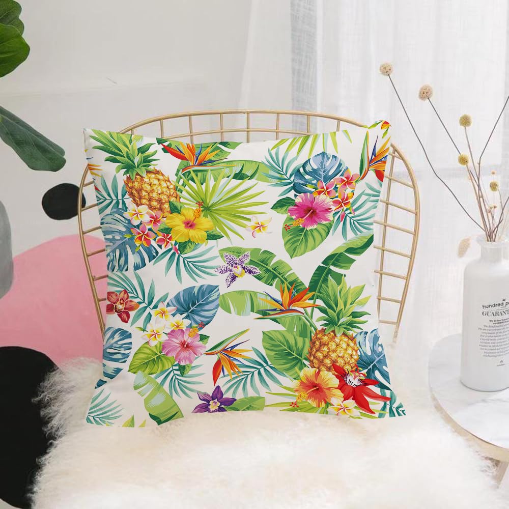 Hyosxw Seamless Tropical Pattern With Pines Palm Le - A1 Cushion Cover,Throw Pillow Case Home Decorative For Living Room Bedroom Sofa Chair 18X18 Inch,Seamless Tropical Pattern With Pines Palm Leaves And Flowers. Vector Illustrati,Pillowcase 45X45cm
