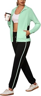 Conjunto Chándal Mujer 2 Piezas Completo Chándal Mujer Otoño Invierno Conjunto Deportivo para Mujer Chaqueta con Cremallera y Pantalones Deportivos