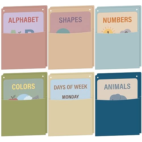12Pcs Plastic Oversized Wall Pockets 12.6 X 9.4 Inch Hanging Wall File Organizer Hanging File Folders Holder Mail Organizer for Back to School Classroom Home Office Teaching Supplies (Morandi Color)
