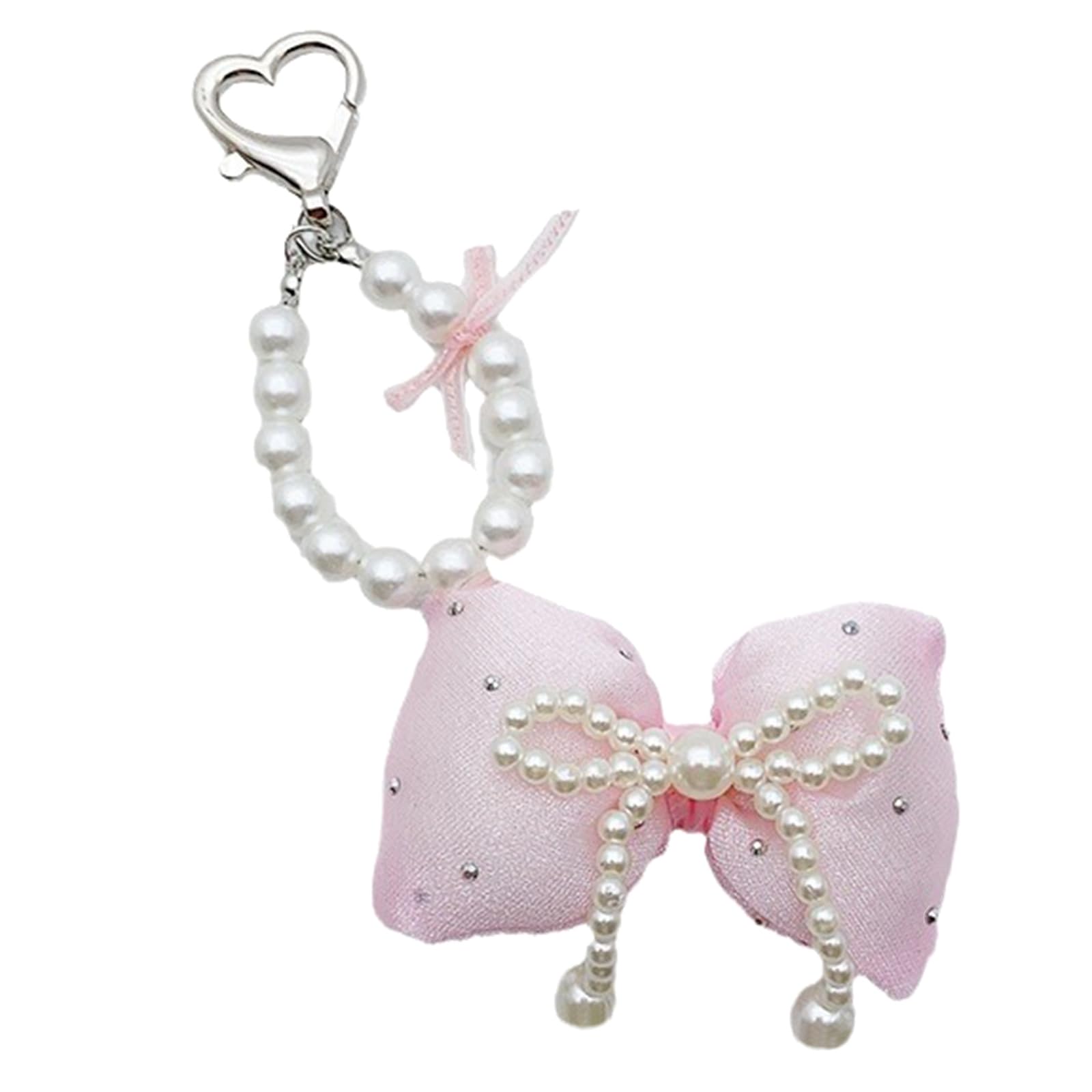 NEWFT Bowknot Keychain Multicolored Beaded Butterfly Cellphone Charm Accessory for Women Girls Practical Phone Decoration