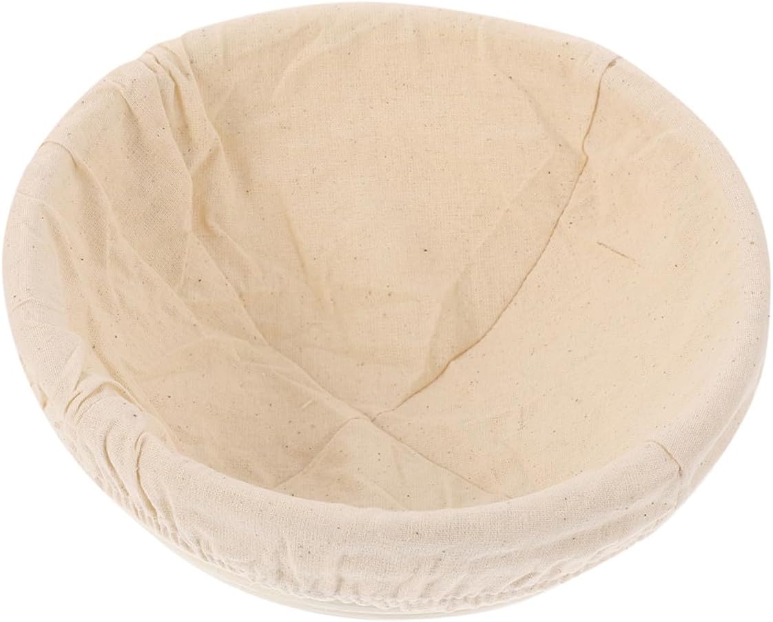 Bread Proofing Basket with Natural Rattan, 23cm Diameter Dough Rising Basket for Sourdough Baking, Includes Cotton Liner Cloth for Home Baking