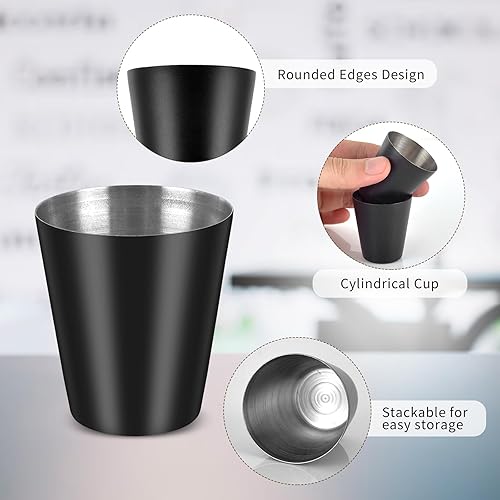 Miniatura 3 de Paquete de 12 vasos de chupito de acero inoxidable negros de 1 oz, vasos de chupito de metal de 1 onza, juego de 12 vasos pequeños para bar, fiesta,