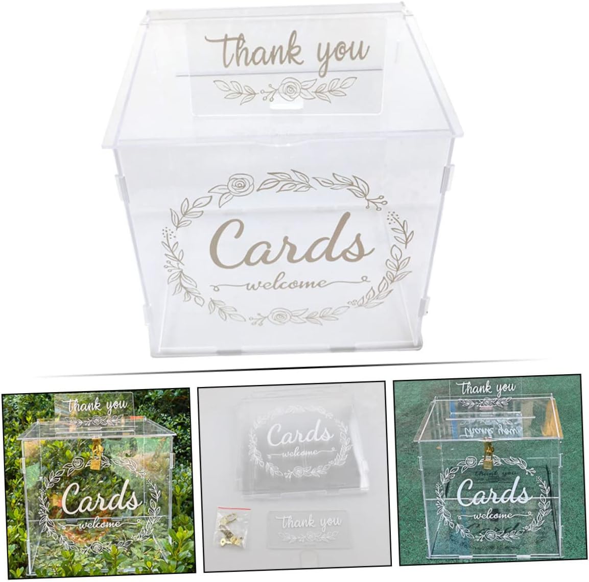 Elegant Wedding Card Box Slot for Thank You Acrylic Envelope Box for Money and Cards