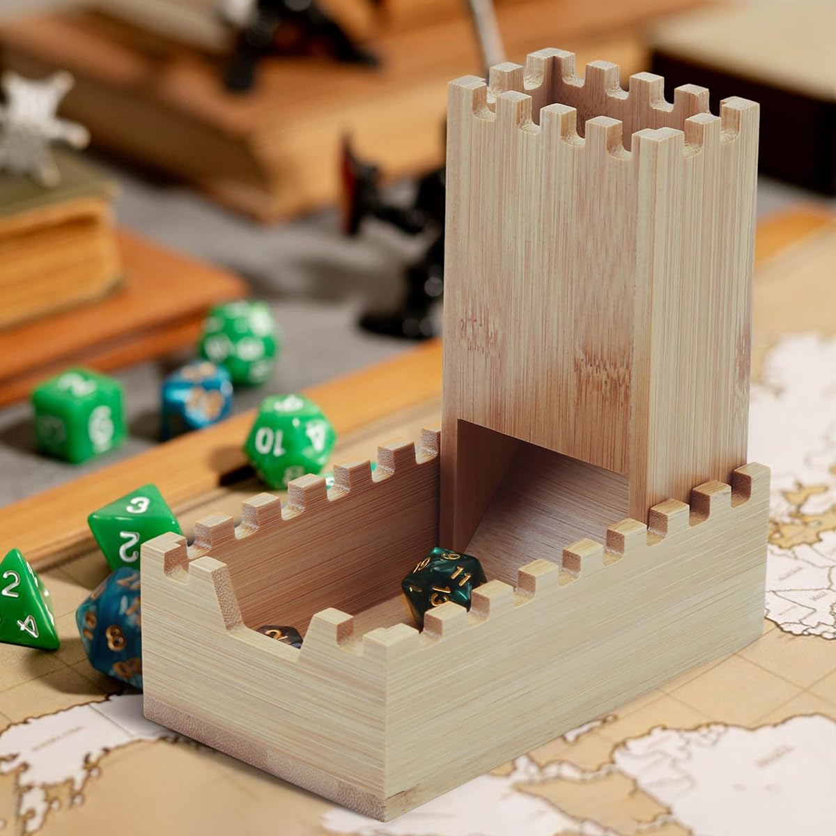 Tour à Dés Bois Ticha – 14x7,5x13,8 Cm, Lance-Dés Pour Jeux De Rôle, Société, Miniatures, Jusqu’à 12 Dés, Portable