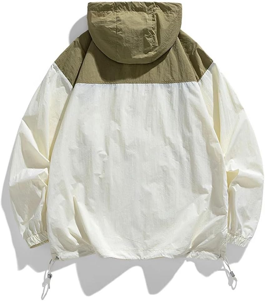 Men's Quick Dry Hiking Outdoor Sunscreen Zipper Hooded Sports Breathable Trenchcoats Jackets