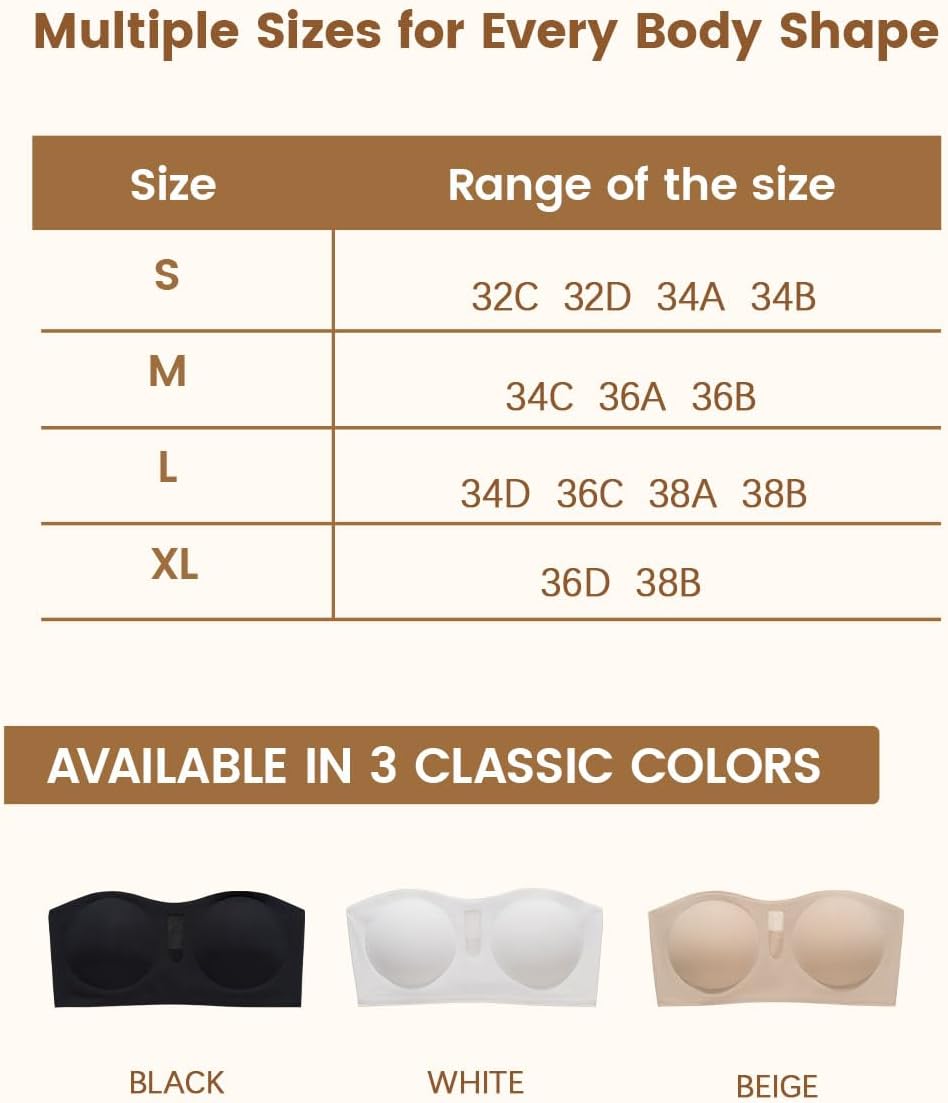 Womens Strapless Bras Back Closure Seamless Bandeau Bra Non-Slip Push Up Tube Top Wireless Padded Bralette with Mesh - Image 6