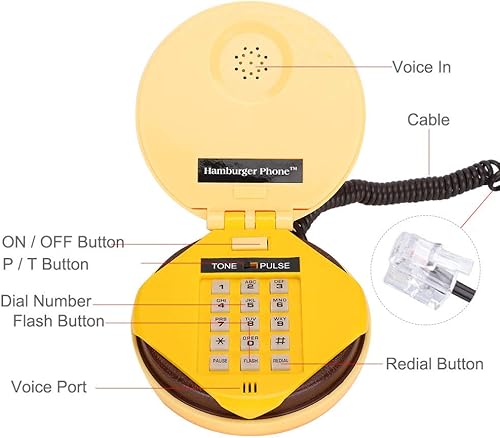 Miniatura 4 de Teléfono fijo, teléfono de extensión con cable, teléfono de hamburguesa emulacional, teléfono con cable para decoración de la oficina del hotel del