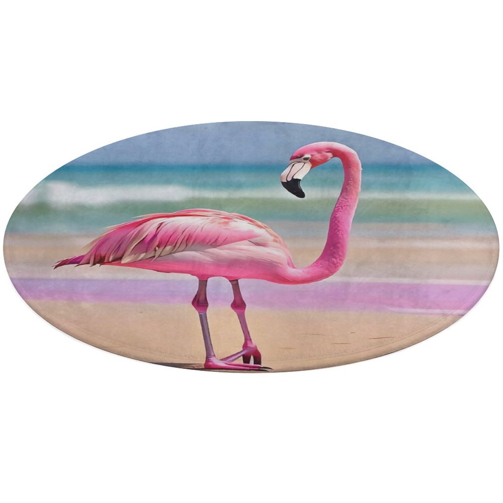 Tapis de bain rond flamant rose 80 cm antidérapant et absorbant