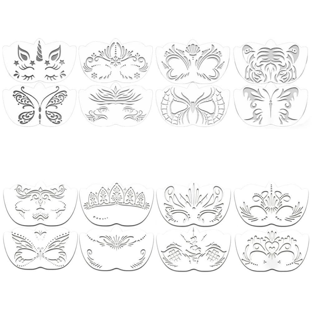 HLIWS 16 Pcs Faces Make-up Paint Stencils,Suitable for Stage Make-up โ image 1