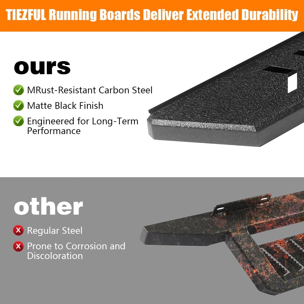 2 Pcs Running Boards FIT Tesla Cybertruck All Models, 500 lbs Capacity Side Steps Nerf Bars, 6061-T6 Aluminum Anti-Slip Surface, Bolt-on Installation
